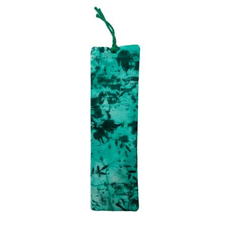 Handmade Printed Rectangular Green Fabric Bookmark